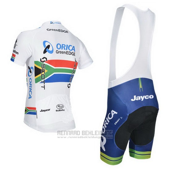 2014 Fahrradbekleidung Orica GreenEDGE Champion Afrika Trikot Kurzarm und Tragerhose